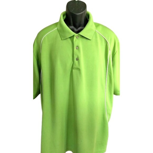 Grand Slam Size XXL Polo Shirt Mens Short Green Sleeve White Piping - Picture 2 of 8